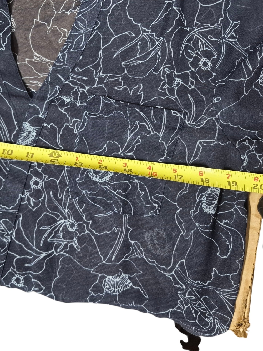 LOFT Ann Taylor Floral Sheer Split-Neck Long Sleeve Blouse - Picture 7 of 9